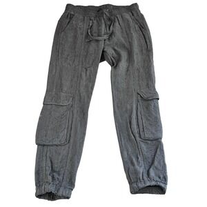 Johnny Was Cupro Grey Embroidered Cargo Jaspil Jogger Pants  XS